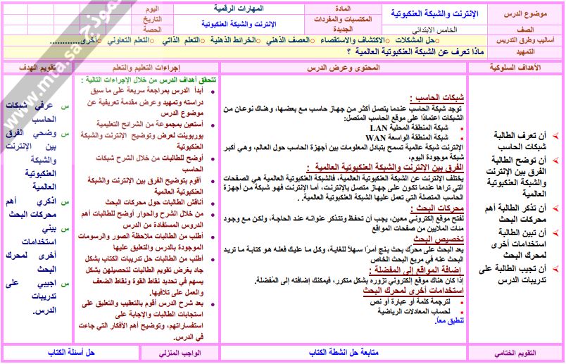 إثراءات لمنصة مدرستي المهارات الرقمية الصف الخامس الابتدائي الفصل الثاني  