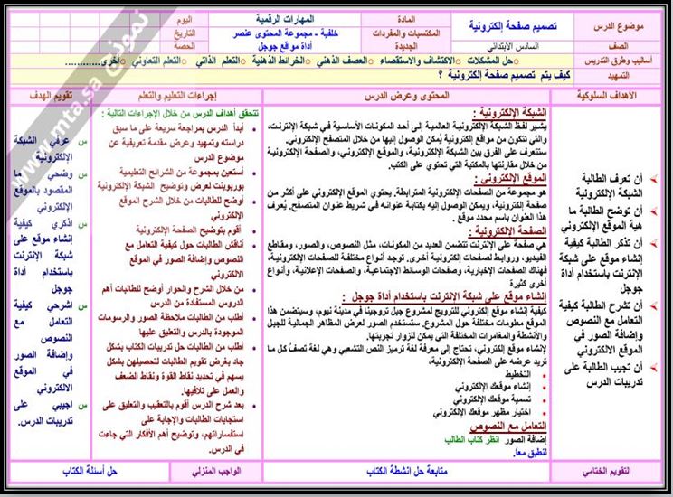 إغلاق الدرس منصة مدرستي رقمية صف سادس الابتدائي الفصل الثاني