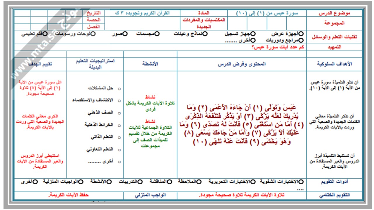 اثراءات منصة مدرستي قرآن كريم التعليم المستمر الفصل الثاني 