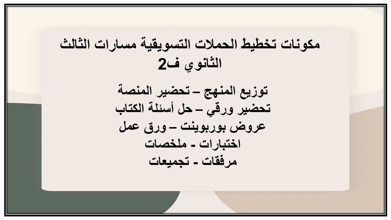 بوربوينت تخطيط الحملات التسويقية مسارات الثالث الثانوي ف2