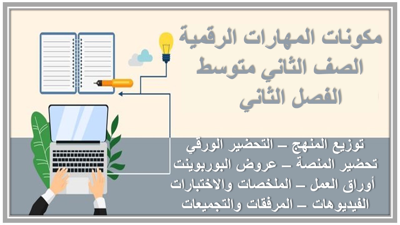 تحضير لمنصة مدرستي المهارات الرقمية الصف الثاني متوسط الفصل الثاني 