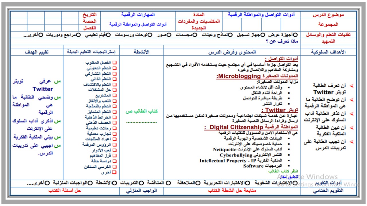 تحضير لمنصة مدرستي المهارات الرقمية الصف الثاني متوسط الفصل الثاني