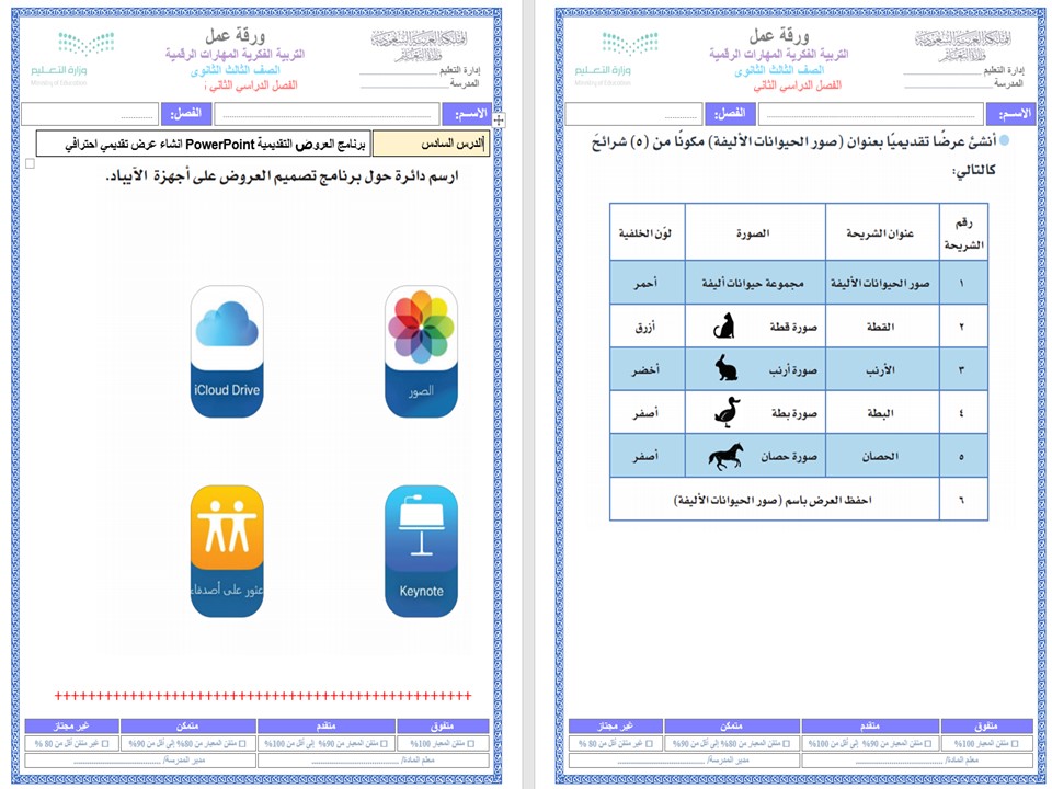 تحضير لمنصة مدرستي مهارات رقمية ثالث ثانوي التربية الفكرية الفصل الثاني