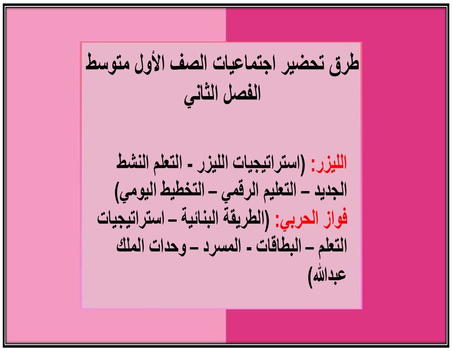 تحضير منصة مدرستي لمادة اجتماعيات الصف الأول متوسط الفصل الثاني
