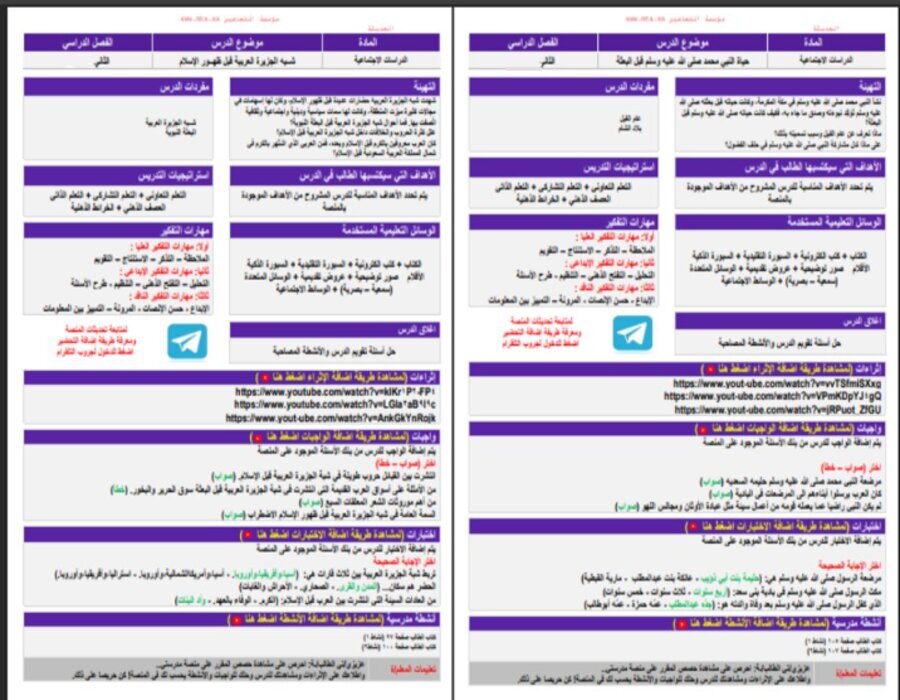 تحضير منصة مدرستي لمادة اجتماعيات الصف الأول متوسط الفصل الثاني