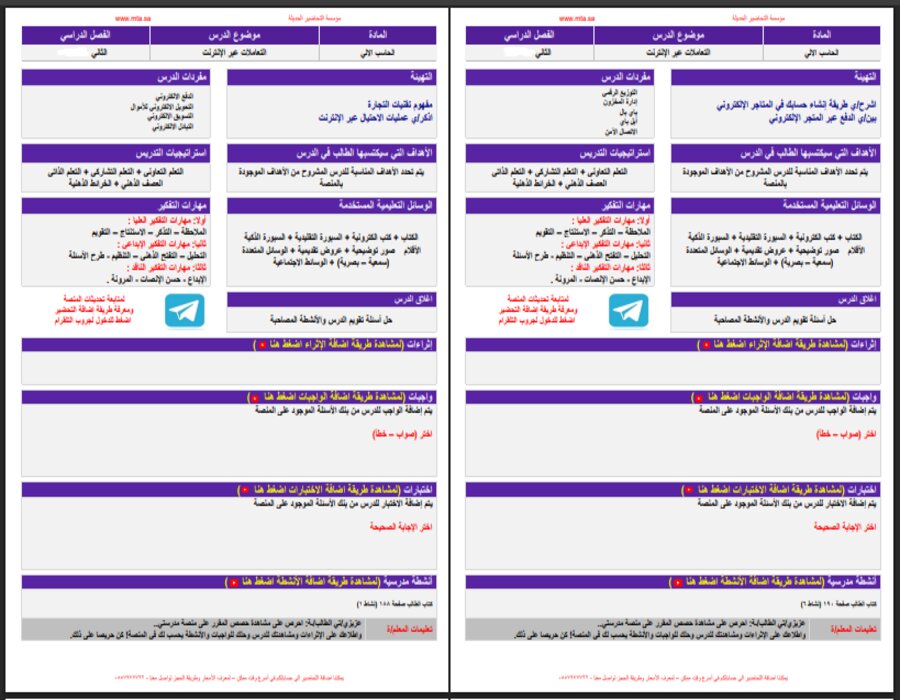 تحضير منصه مدرستى للمهارات الرقمية الصف الثالث متوسط الفصل الثاني 