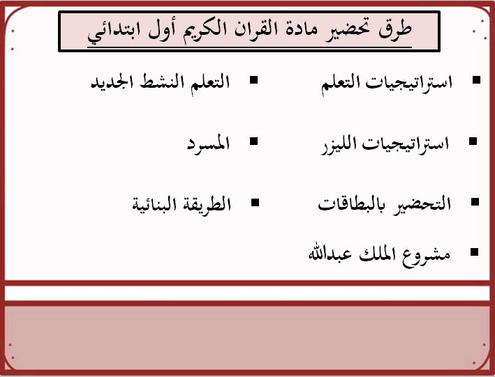 طرق تحضير قرآن كريم الصف الأول الابتدائي الفصل الثاني   
