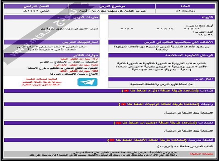 مفردات الدرس منصة مدرستى الرياضيات التعليم المستمر الفصل الثاني