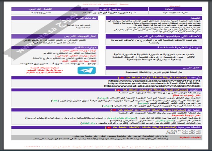 مفردات الدرس منصة مدرستي اجتماعيات الصف الأول متوسط الفصل الثاني