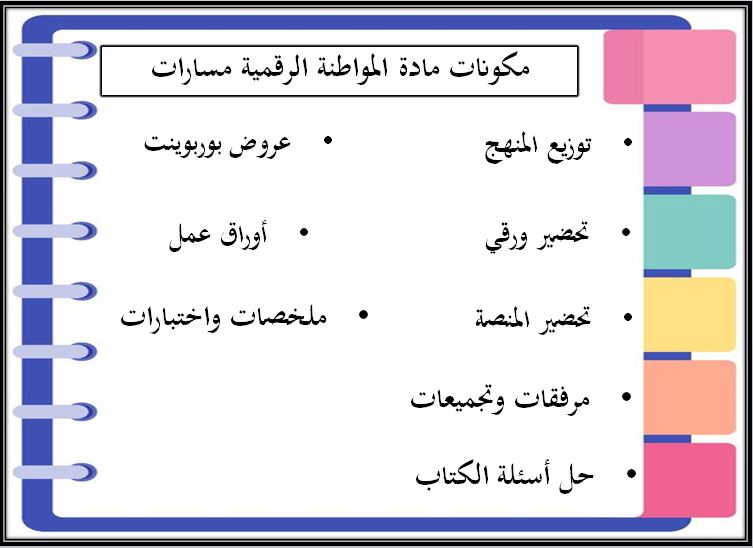 مفردات الدرس منصة مدرستي المواطنة الرقمية مسارات الفصل الثاني