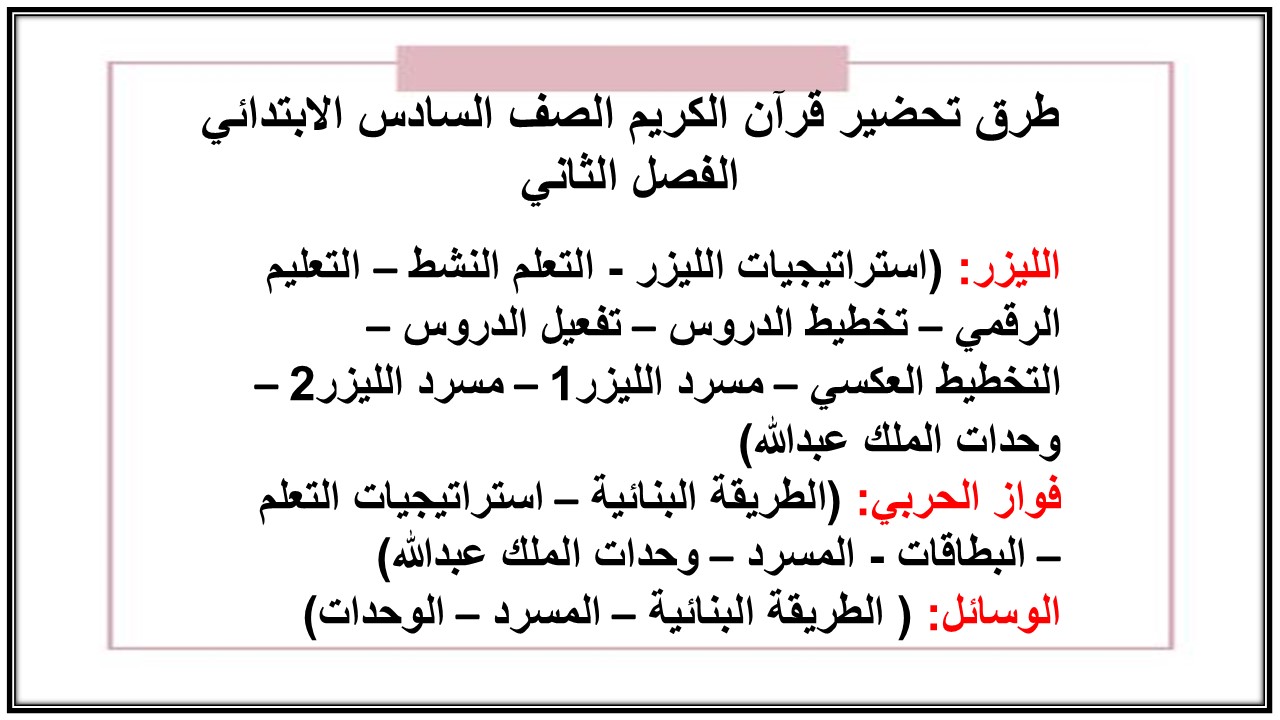 مهارات التفكير منصة مدرستي قرآن الكريم الصف السادس الابتدائي الفصل الثاني