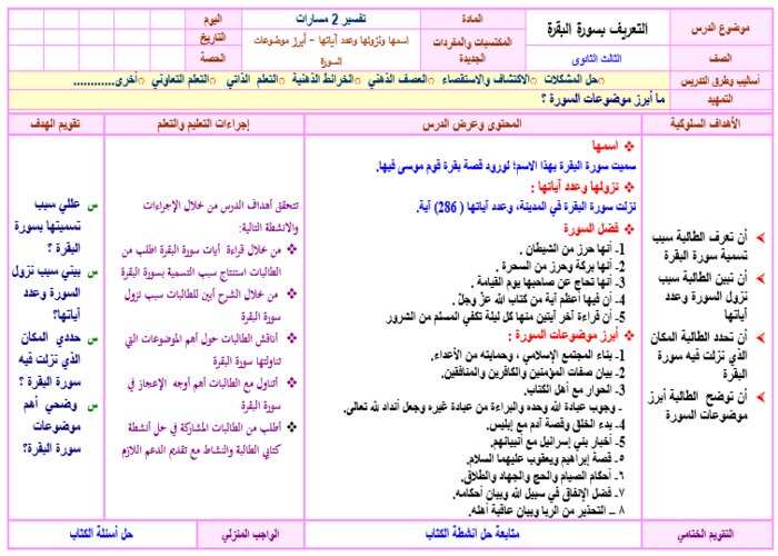 واجبات منصة مدرستي التفسير 2 مسارات الفصل الثاني