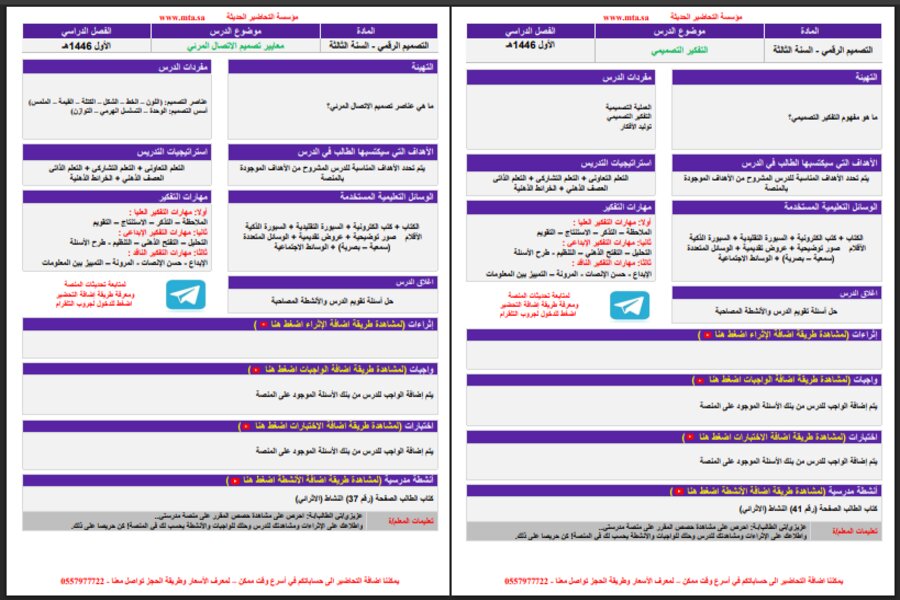 تحضير منصة مدرستي التصميم الرقمي مسارات  