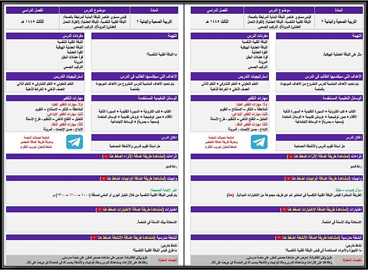 أوراق عمل التربية البدنية والصحية 2 مسارات الترم الثالث