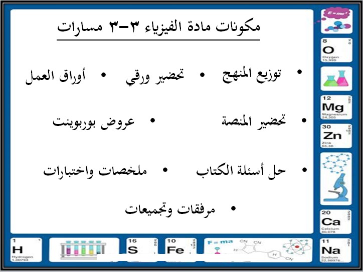 أوراق عمل فيزياء 3-3 مسارات الترم الثالث