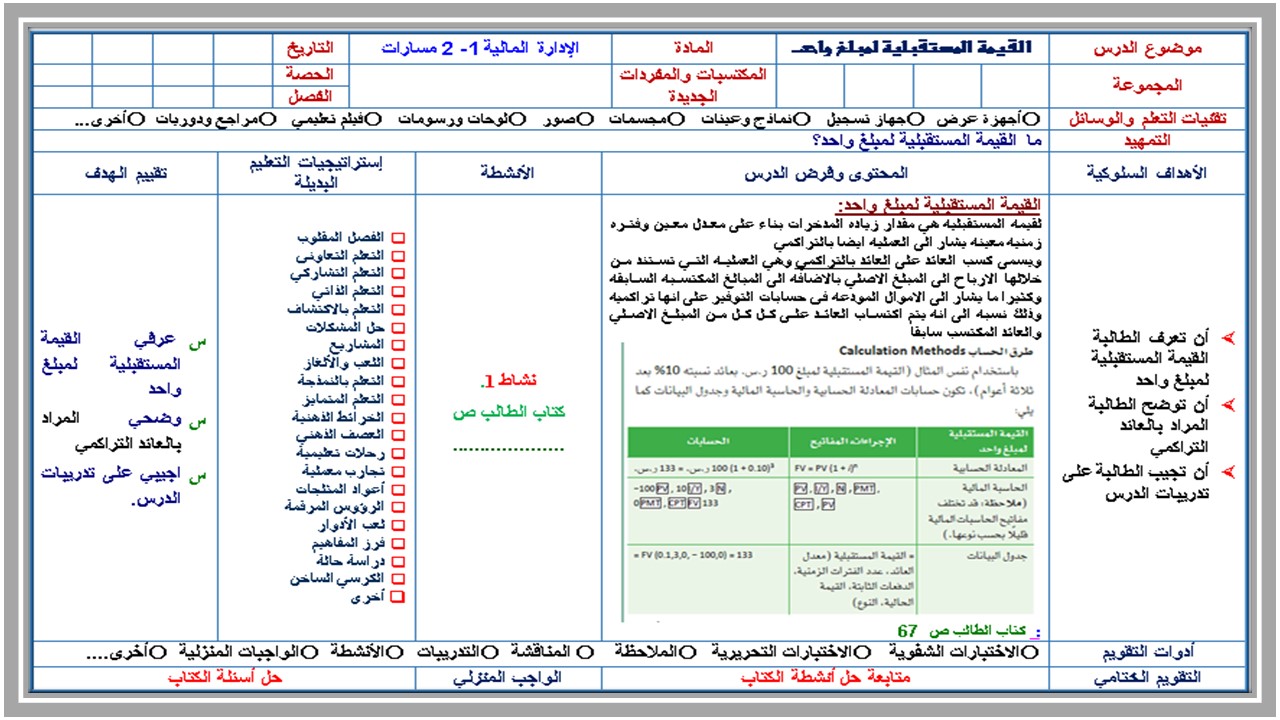 تحضير الإدارة المالية مسارات الفصل الثالث 