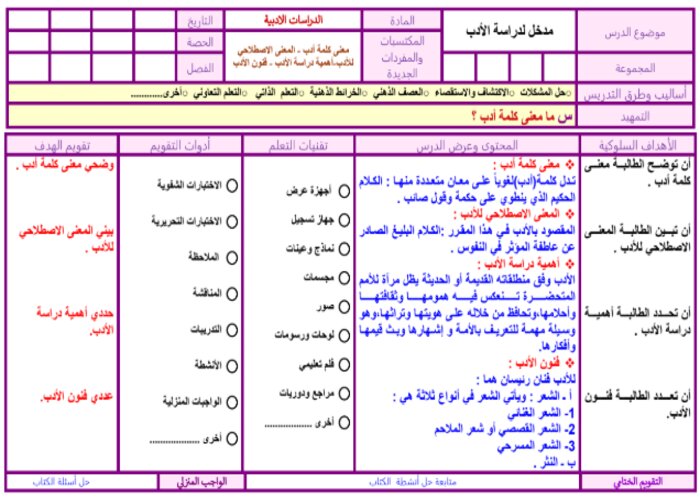 تحضير الدراسات الأدبية مسارات الترم الثالث