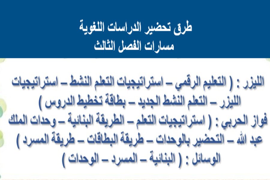 تحضير الدراسات اللغوية مسارات الفصل الثالث تحضير الدراسات اللغوية مسارات الفصل الثالث