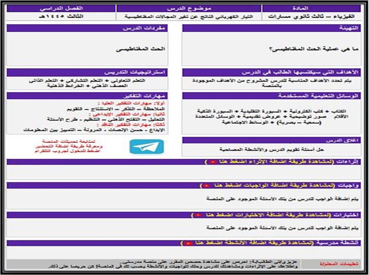 تحضير فيزياء 3-3 مسارات الترم الثالث