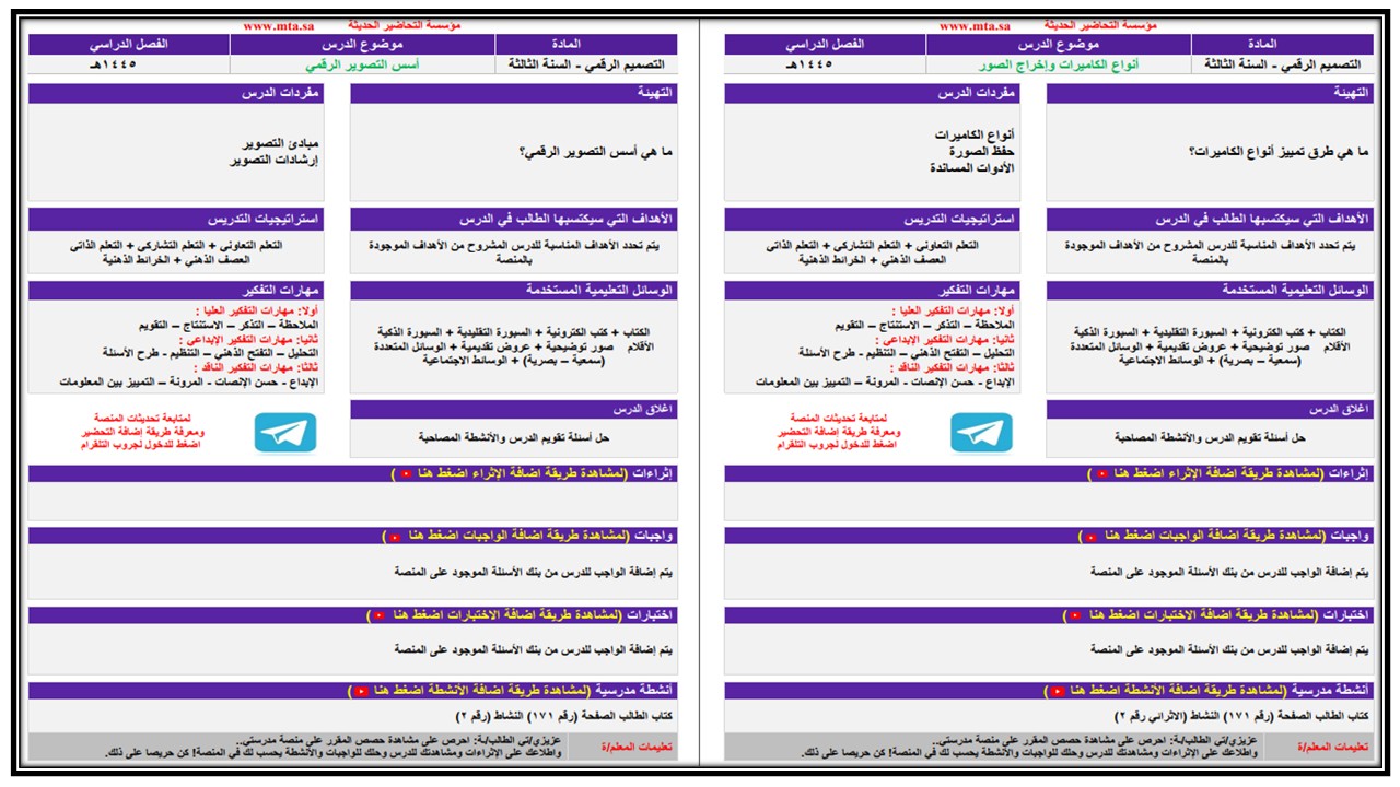 تحضير مادة التصميم الرقمي مسارات الترم الثالث