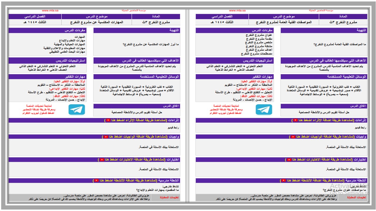تحضير مشروع التخرج مسارات الترم الثالث 