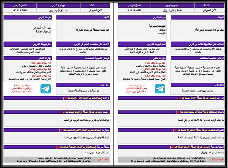 تحضير منصة مدرستي الأمن السيبراني مسارات الترم الثالث