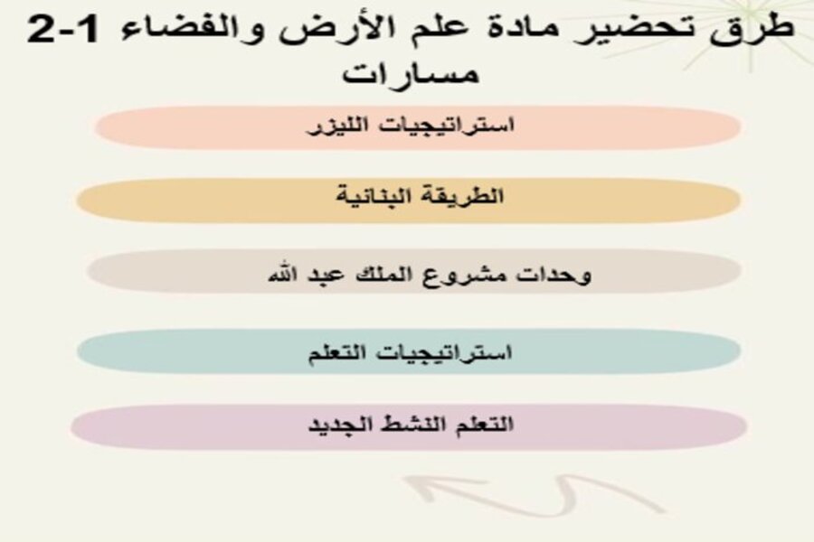 توزيع منهج مادة علم الأرض والفضاء 1-2 مسارات الترم الثالث