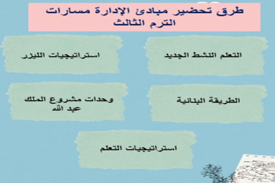 توزيع منهج مادة مبادئ الإدارة مسارات الترم الثالث