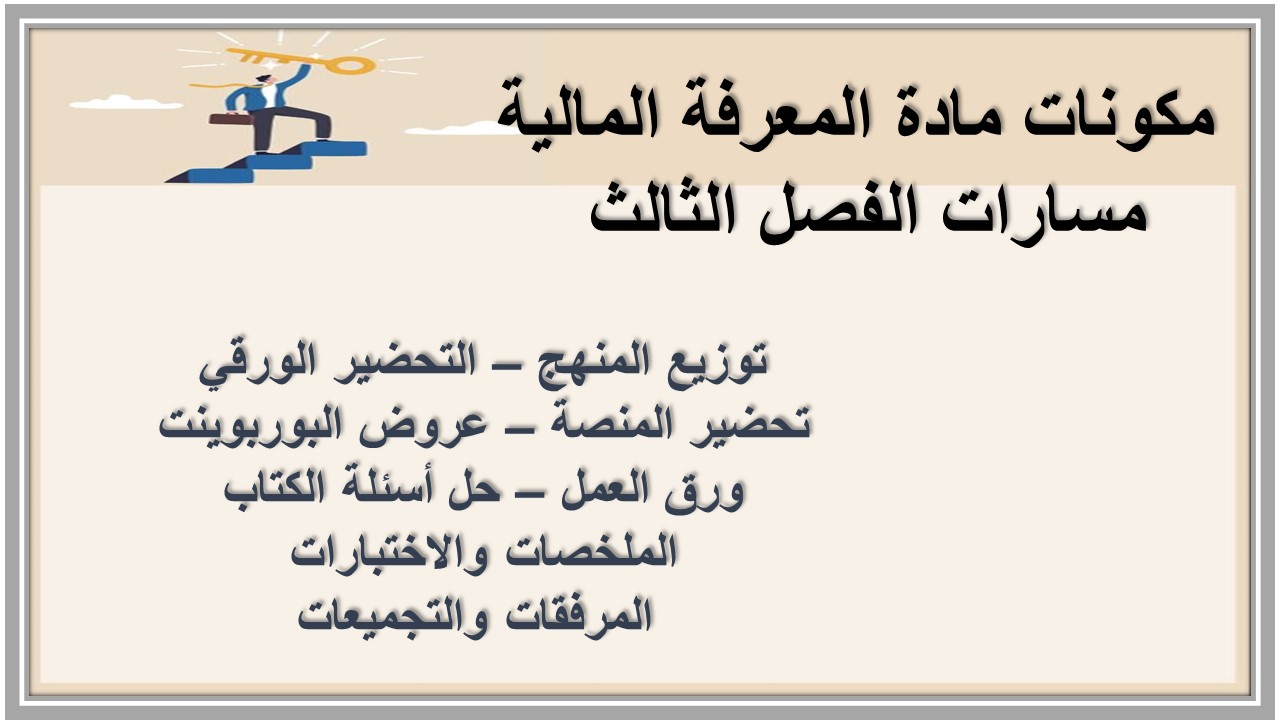 حل اسئلة كتاب مادة المعرفة المالية مسارات الفصل الثالث 