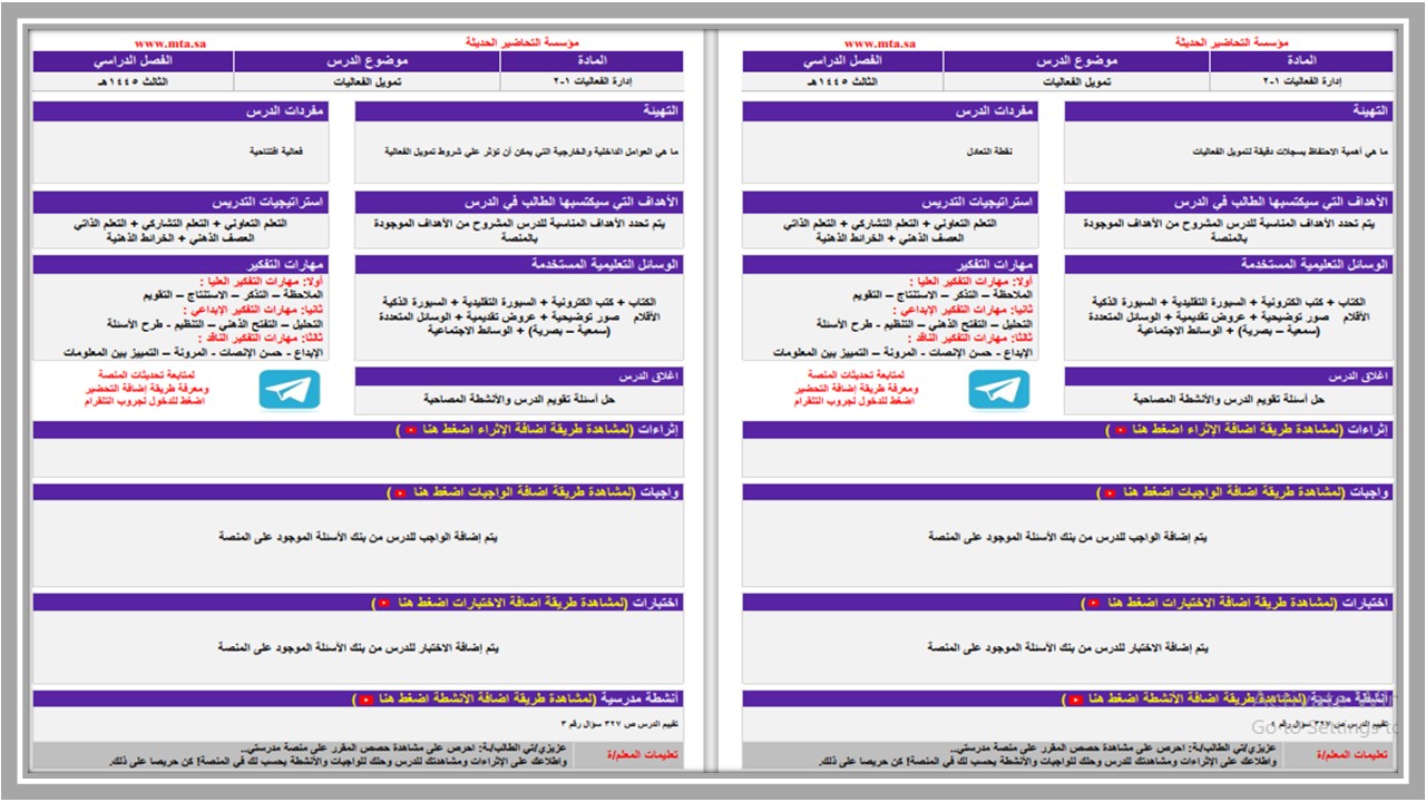 ملخص مادة إدارة الفعاليات 1-2 مسارات الفصل الثالث 