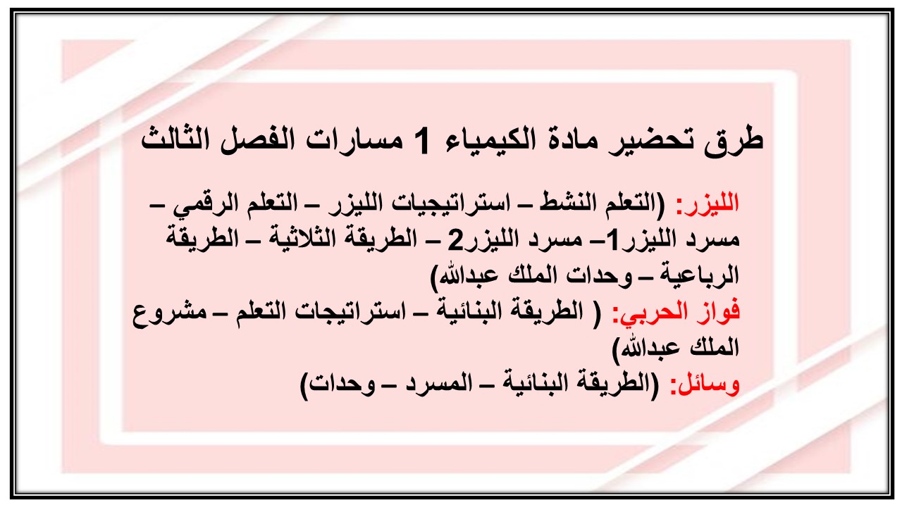 ورق عمل مادة الكيمياء 1 مسارات الفصل الثالث ورق عمل مادة الكيمياء 1 مسارات الفصل الثالث