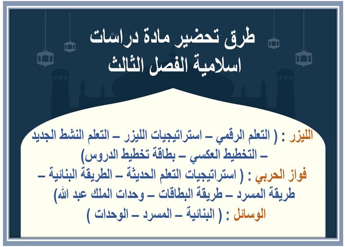 إغلاق الدرس مادة دراسات اسلامية الفصل الثالث