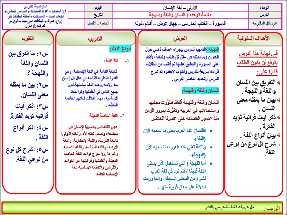 اختبار مادة الدراسات اللغوية مسارات الفصل الثاني
