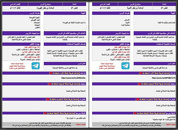 تحضير منصة مدرستي علوم تعليم مستمر الفصل الثالث