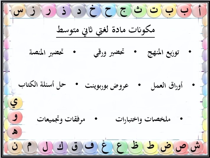 تحضير منصة مدرستي مادة لغتي ثاني متوسط الفصل الثالث تحضير منصة مدرستي مادة لغتي ثاني متوسط الفصل الثالث