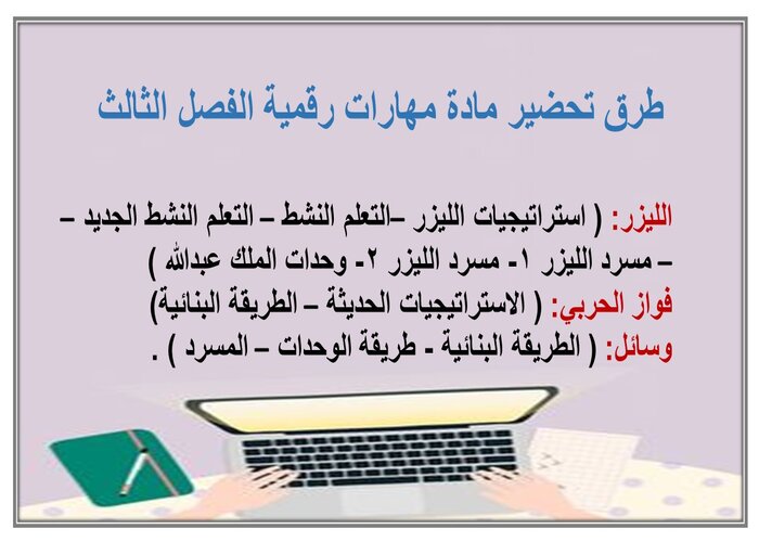 تحضير منصة مدرستي مادة مهارات رقمية الفصل الثالث