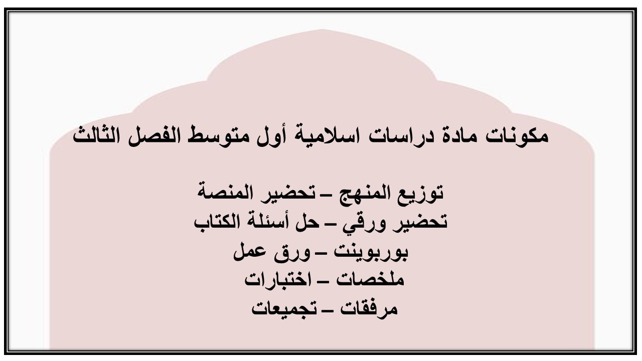 حل اسئلة مادة دراسات اسلامية أول متوسط الفصل الثالث