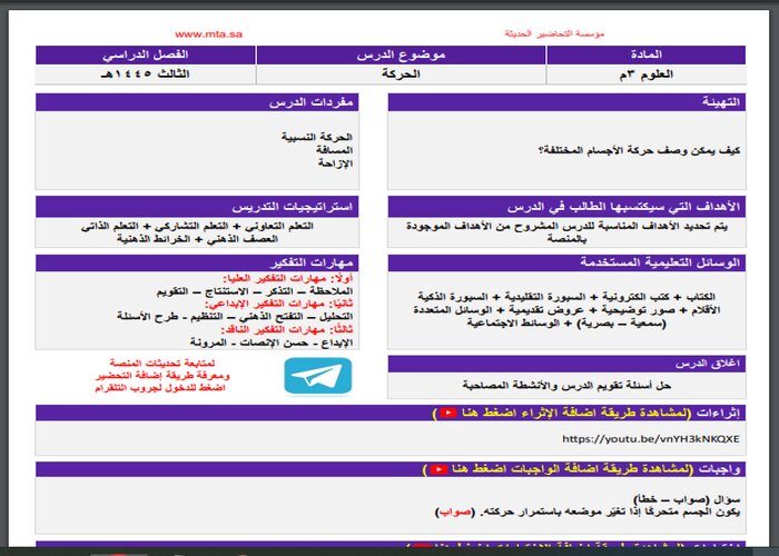 مفردات الدرس مادة علوم الفصل الثالث