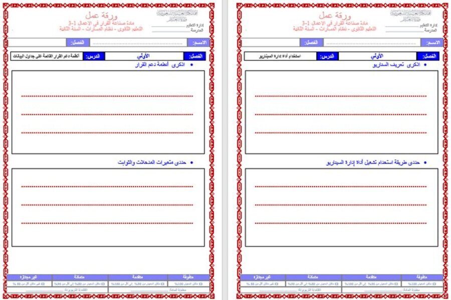 ملخص صناعة القرار 1-3 مسارات الفصل الثالث ملخص صناعة القرار 1-3 مسارات الفصل الثالث