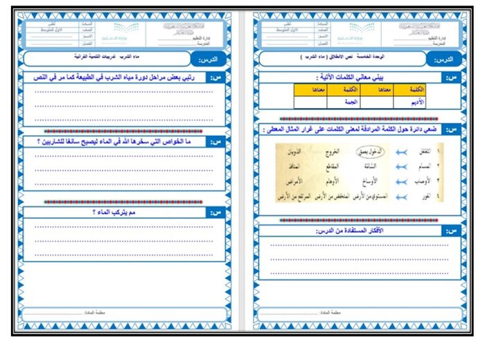 إغلاق الدرس مادة لغتي الفصل الثالث