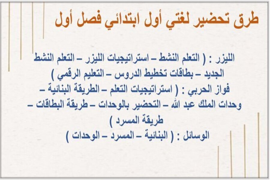 تحضير إلكتروني لغتي أول ابتدائي فصل أول
