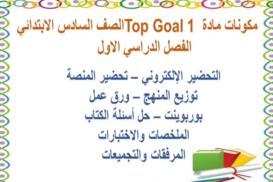 بوربوينت مادة Top Goal 1 الصف السادس الابتدائي الفصل الدراسي الاول 