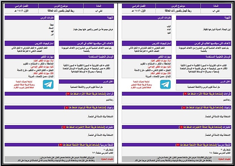 خطة التعليم الأسبوعية التربية الفكرية خطة التعليم الأسبوعية التربية الفكرية