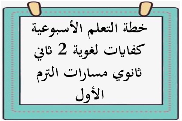 خطة التعلم الأسبوعية كفايات لغوية 2 ثاني ثانوي مسارات الترم الأول