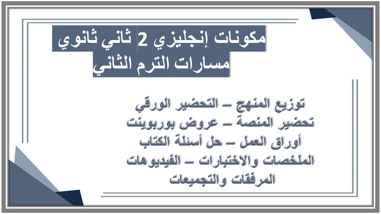 خطة التعلم الأسبوعية إنجليزي 2 ثاني ثانوي مسارات الترم الثاني 