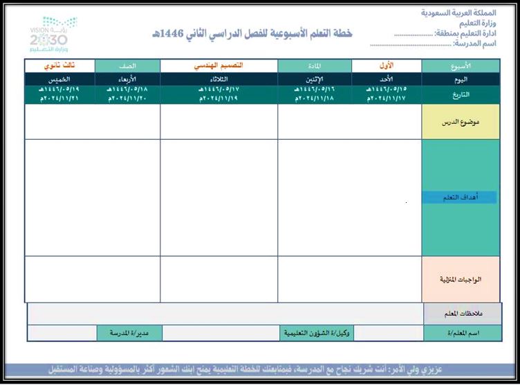 خطة التعلم الأسبوعية التصميم الهندسي ثالث ثانوي مسارات الترم الثاني خطة التعلم الأسبوعية التصميم الهندسي ثالث ثانوي مسارات الترم الثاني