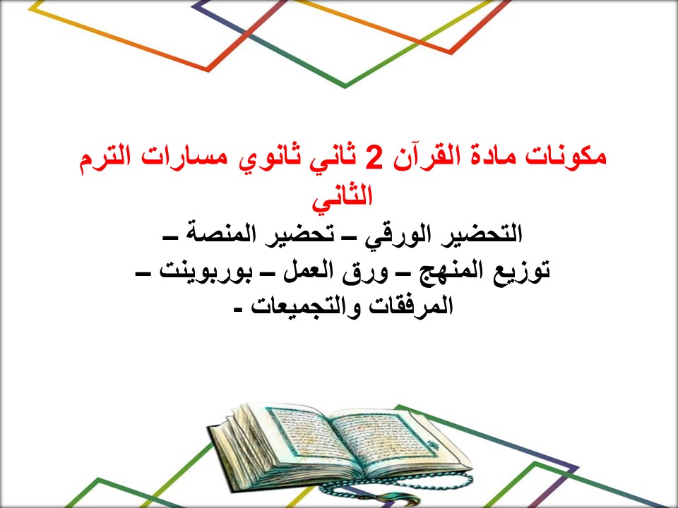 خطة التعلم الأسبوعية القرآن 2 ثاني ثانوي مسارات الترم الثاني