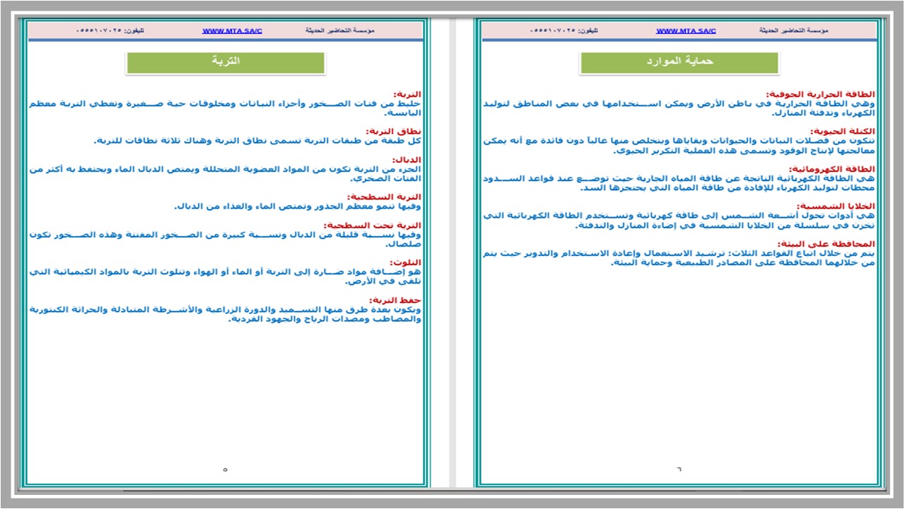 خطة التعلم الأسبوعية علوم سادس ابتدائي الترم الثاني