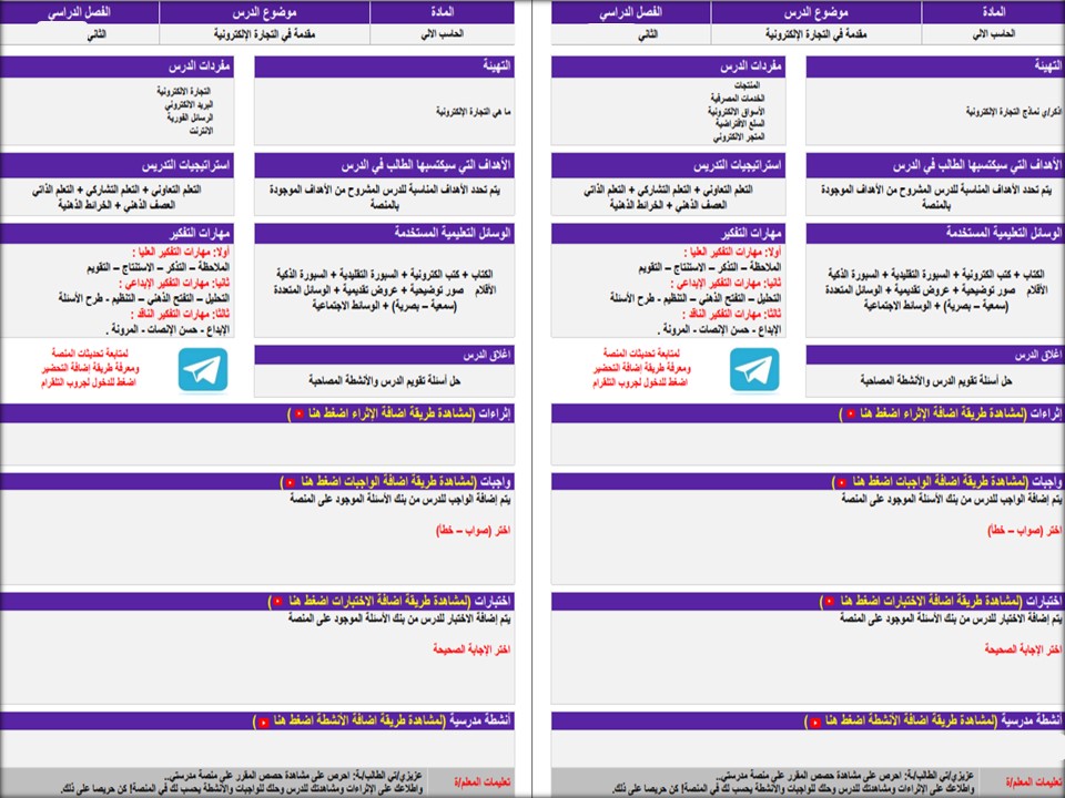 خطة التعلم الأسبوعية لمادة المهارات الرقمية ثالث متوسط الترم الثاني