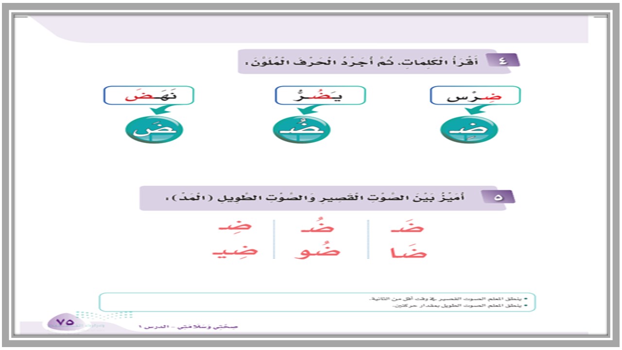 خطة التعليم الاسبوعية اللغة العربية صف أول ابتدائي الترم الثاني